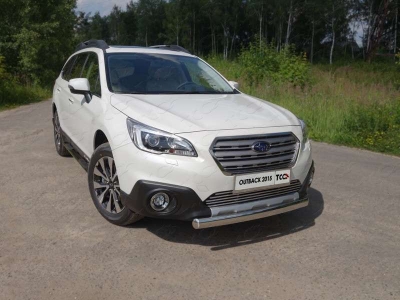 Защита передняя овальная 75х42 мм ТСС для Subaru Outback 2015-2021