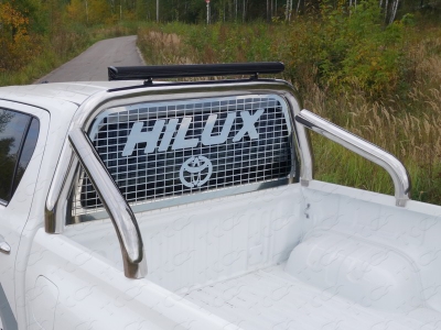 Защита кузова пикапа и заднего стекла с фарой 76 мм ТСС для Toyota Hilux 2015-2021