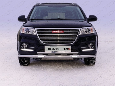 Защита переднего бампера с ДХО 60 мм ТСС для Haval H6 2014-2020