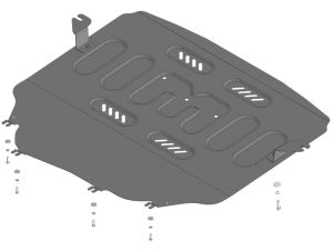 Усиленная защита картера двигателя, КПП (2 мм, сталь) для GAC GS3 2024-н.в. №77805